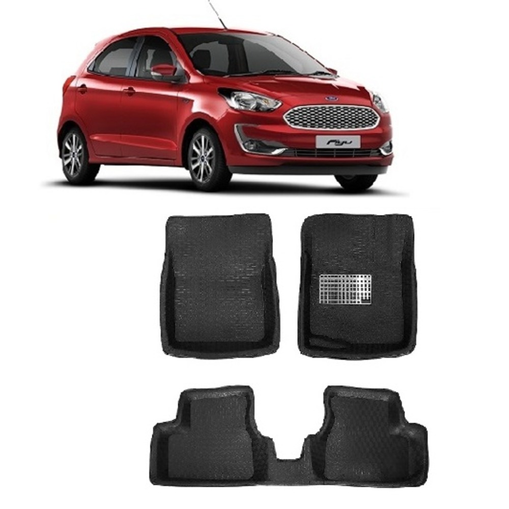 4.5D Car Floor Foot Tray Mats for Figo New  - Black